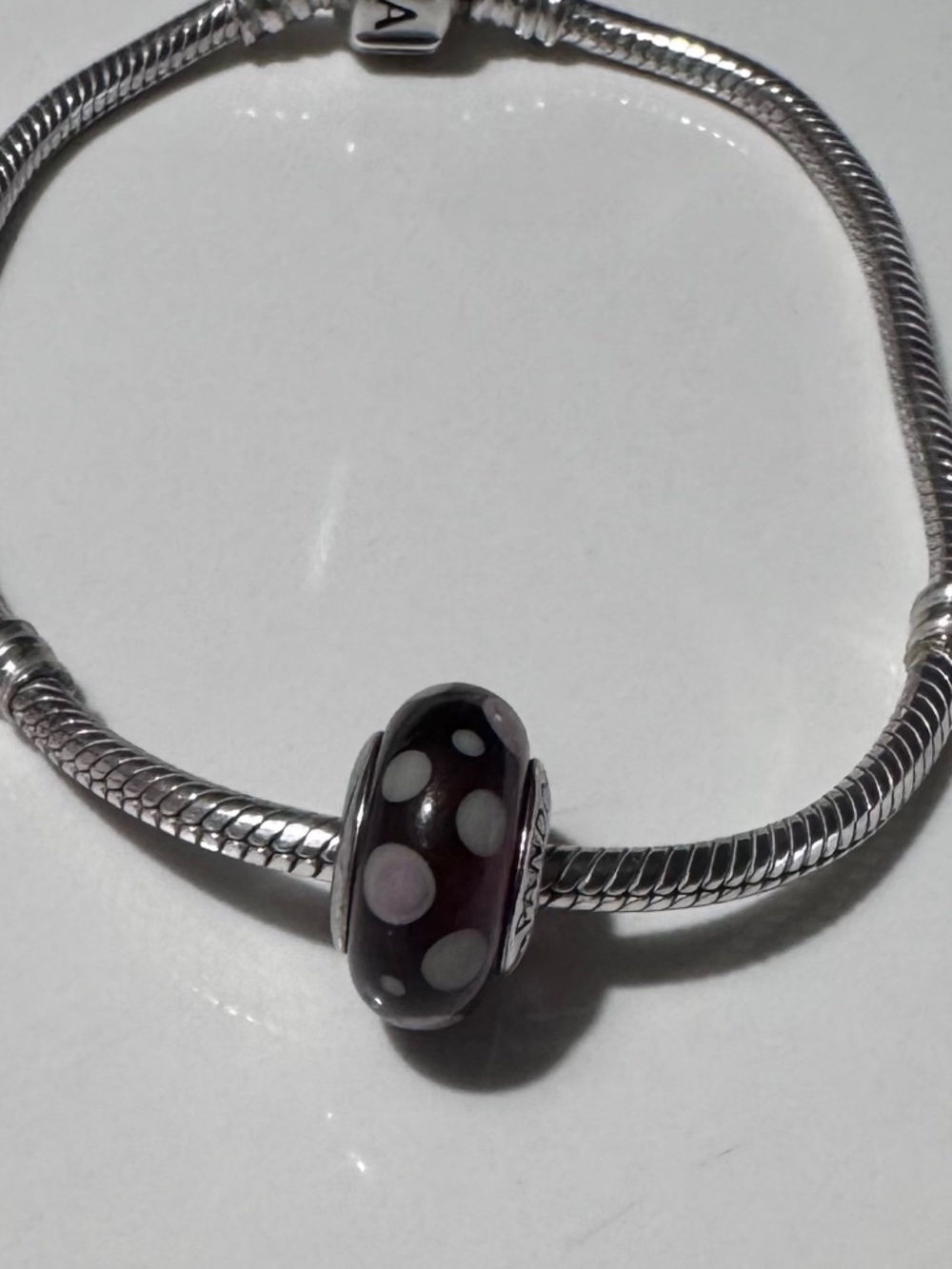 Pandora Retired Purple Bubbles Murano Glass Charm 790693 LIKE NEW